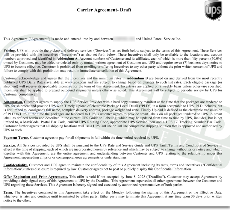 UPS Shipper Agreement Negotiation Understanding then Optimize Part 1
