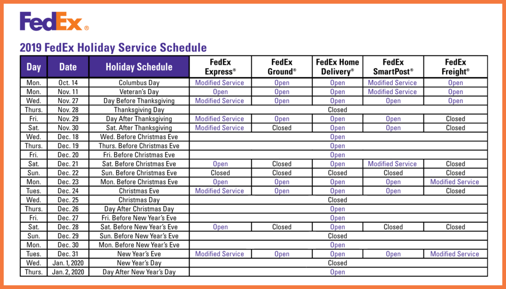 2024 Fedex Holiday Service Schedule Aimil Auberta