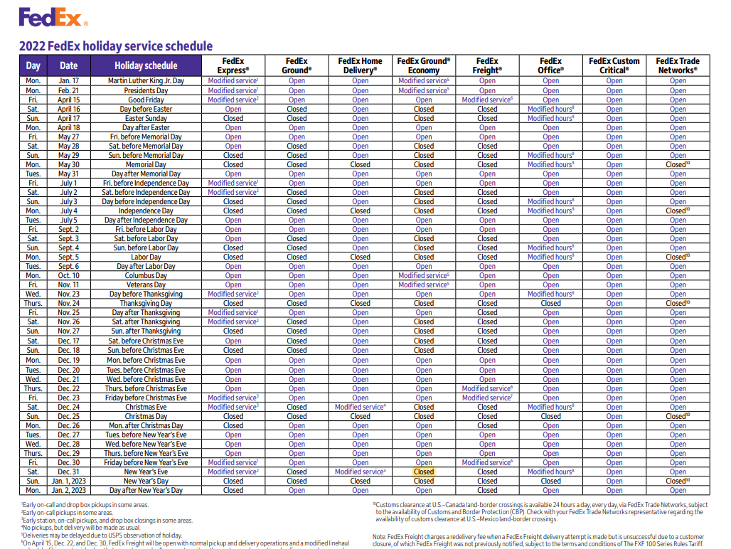  Fedex Holiday Schedule 2024 Etti Olivie