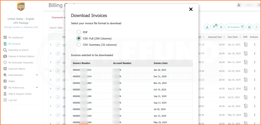 Start a UPS Contract Negotiation - Download Data